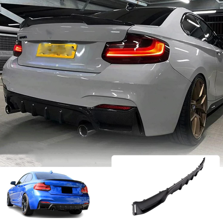 BMW 2 Series Rear Diffuser M-Performance F22 F23 M2 Gloss Black - Twin Outlet