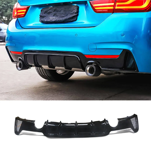 BMW 4 Series Rear Diffuser M-Performance F32 F36 13-20 Gloss Black - Twin Outlet