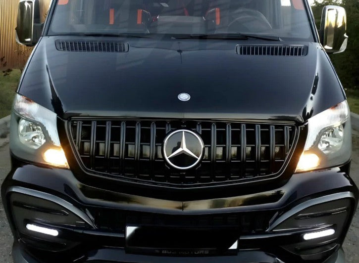 Grill For Mercedes Benz Sprinter W906 2014-17 Gloss Black GT Panamericana Grill