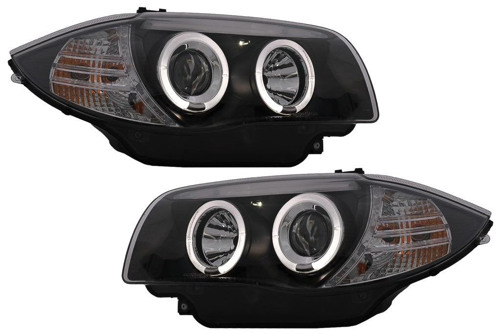 BMW 1 SERIES E87 E81 04-12 E88 E82 7-14 Black LED Angel Eye Projector Headlights