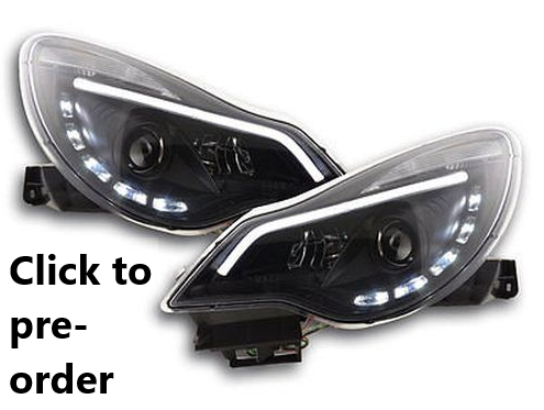 Vauxhall Corsa D 2011 2014 Black LED DRL Light Bar Projector