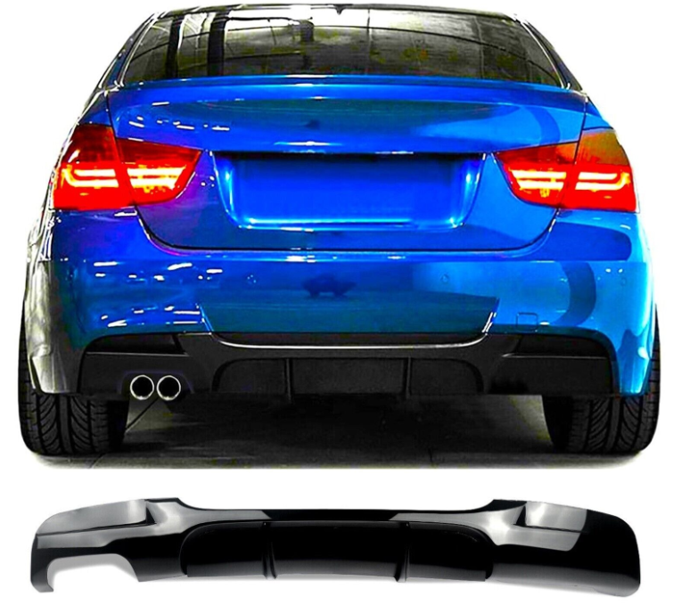 BMW 3 Series Rear Diffuser M-Performance E90 E91 08-12 Gloss Black - Single Outlet