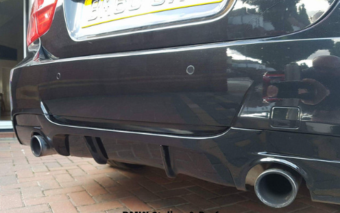 BMW 3 Series Rear Diffuser M-Performance E90 E91 08-12 Gloss Black - Twin Outlet