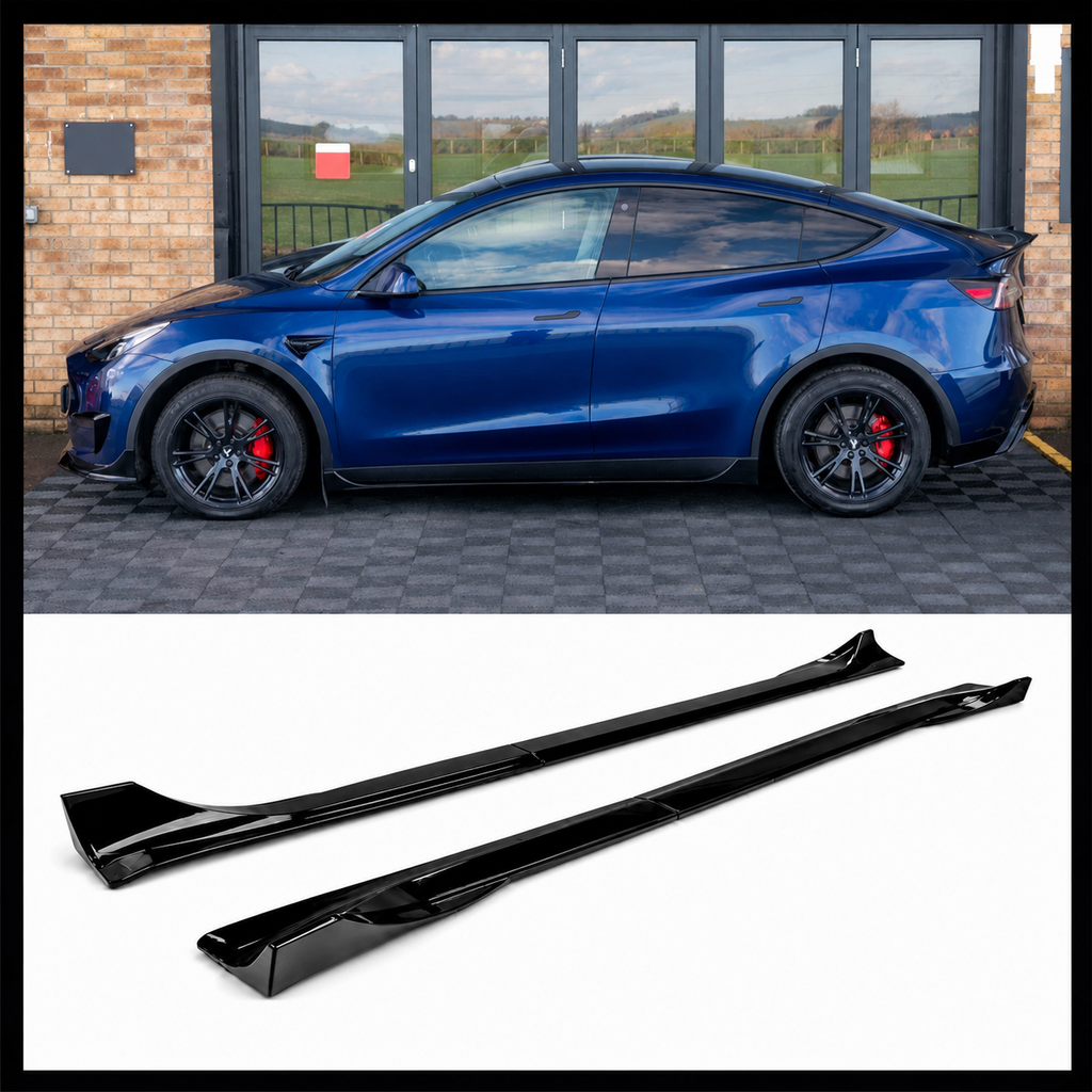 Side Skirts For Tesla Model Y 2020-2024 Gloss Black Pair Performance Look