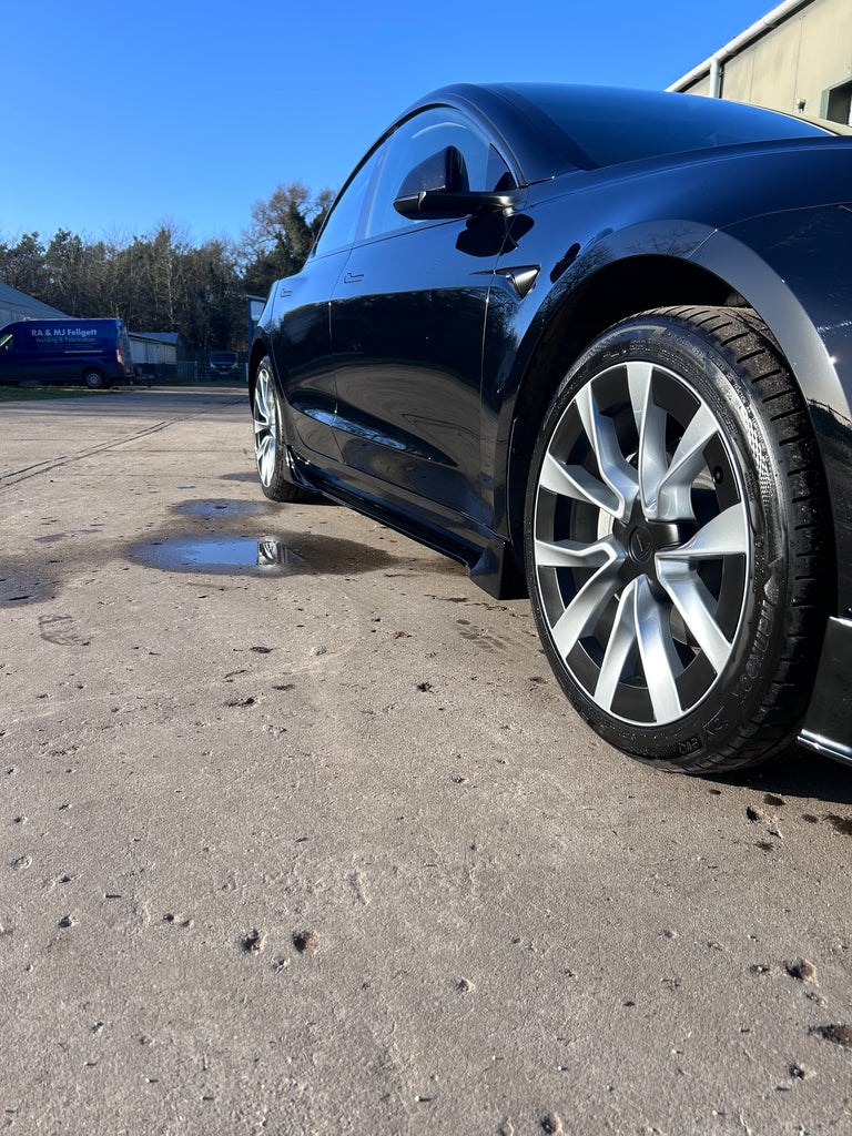 Side Skirts For Tesla Model 3 2024 on Gloss Black Pair Performance Look