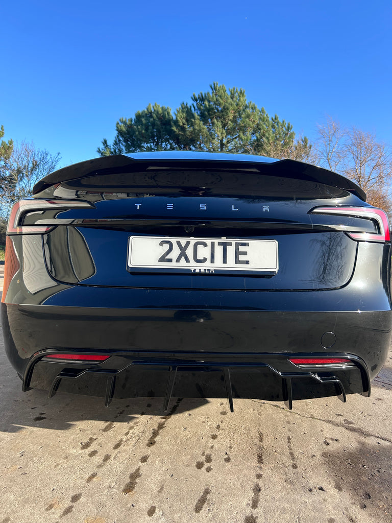 Diffuser For Tesla Model 3 2024 on Gloss Black Rear Bumper Lower Diffuser