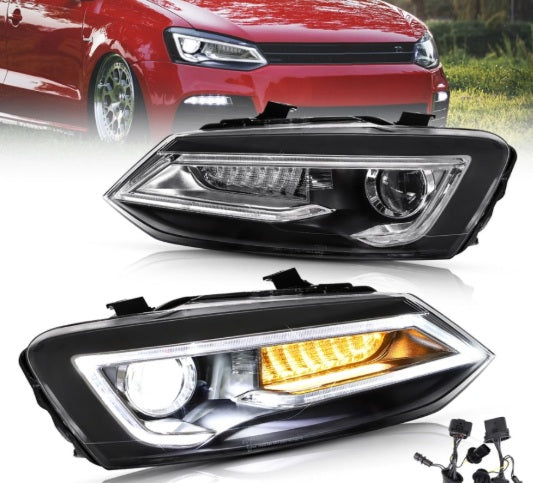 VW Polo MK5 LED DRL Headlights With Sequential Indicator - 2011-2017