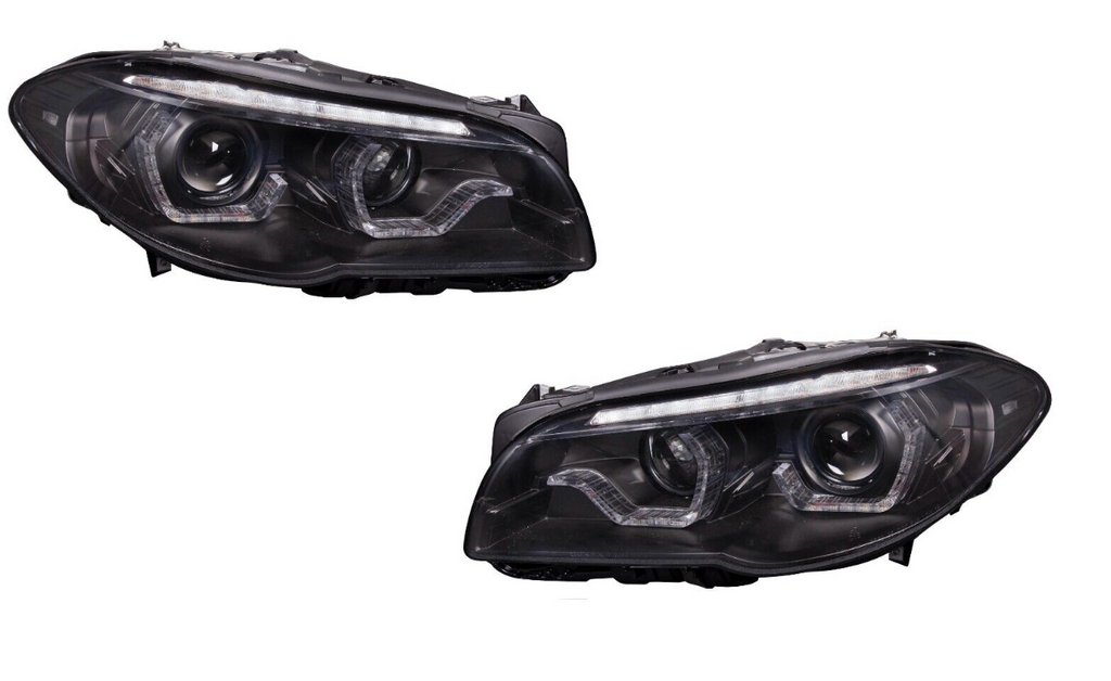 BMW 5 Series F10 2014-16 Black Light Bar U LED DRL Daylight Running Lights Headlights - Xenon