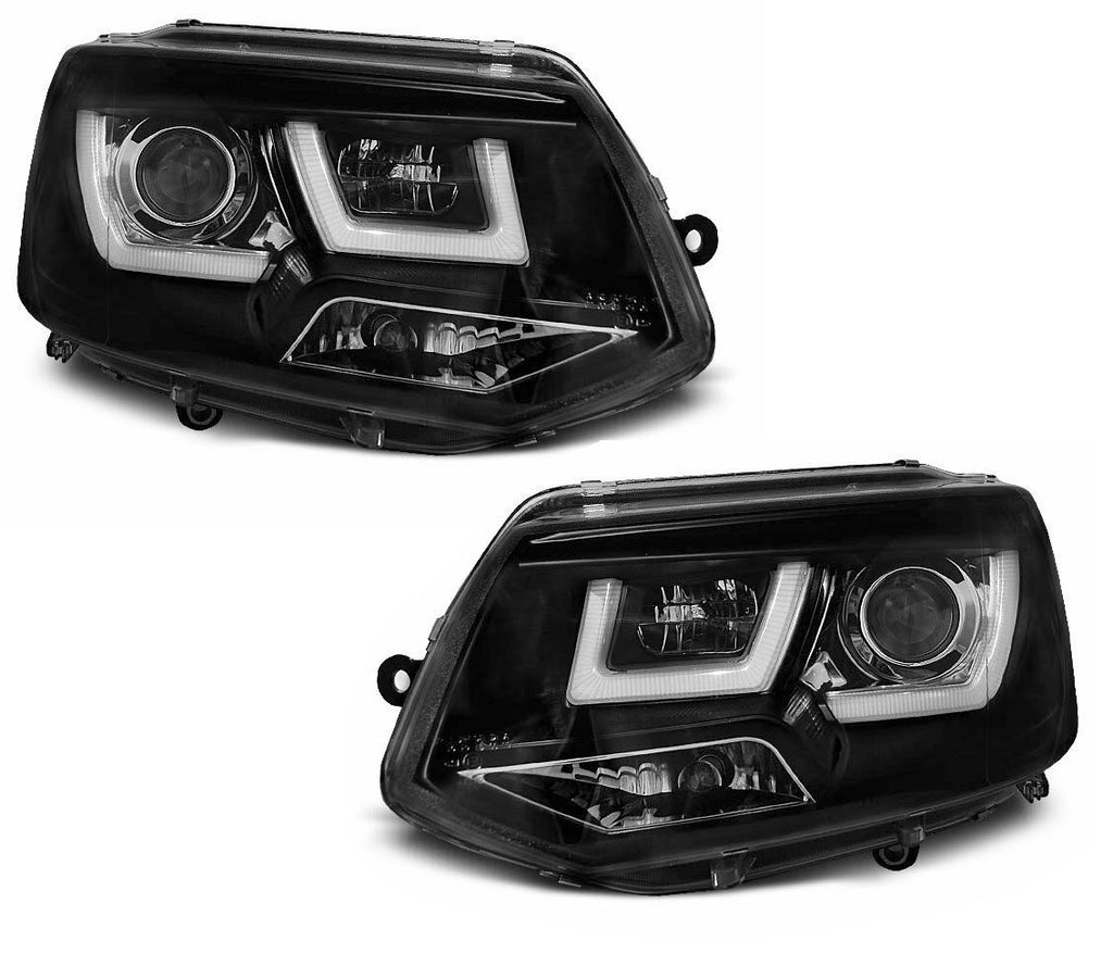 Headlights For VW T5 T5.1 2010-15 Transporter Black DRL Height Adjustment Motors