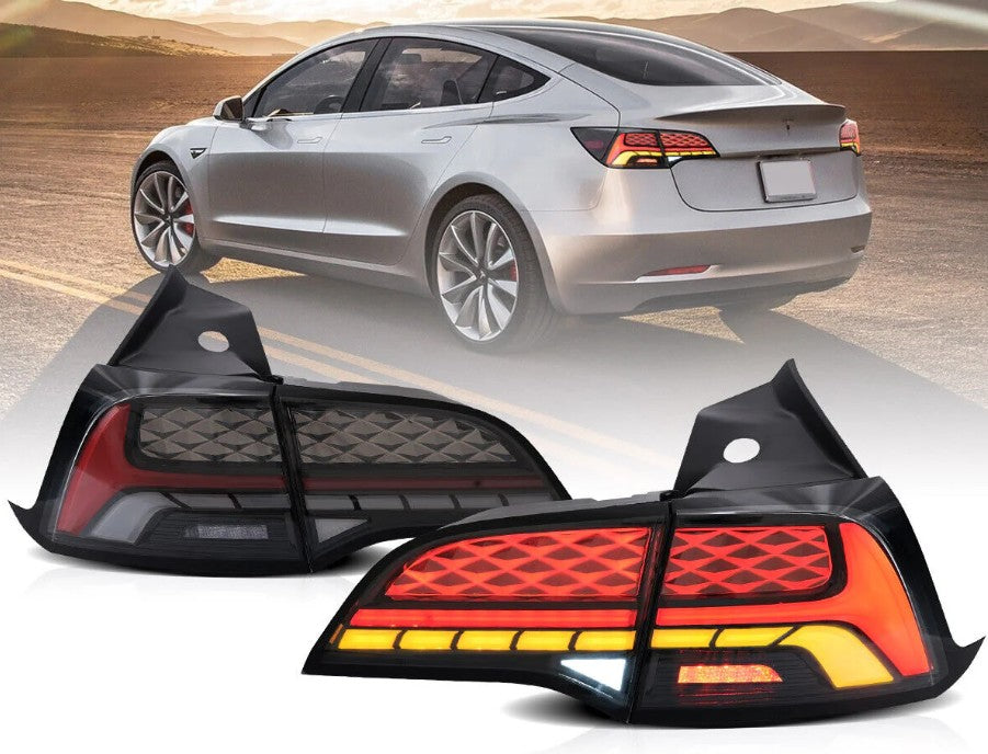 Tesla Model 3 Model Y Rear Tail Lights 17-23 Vland LED Dynamic Indicators