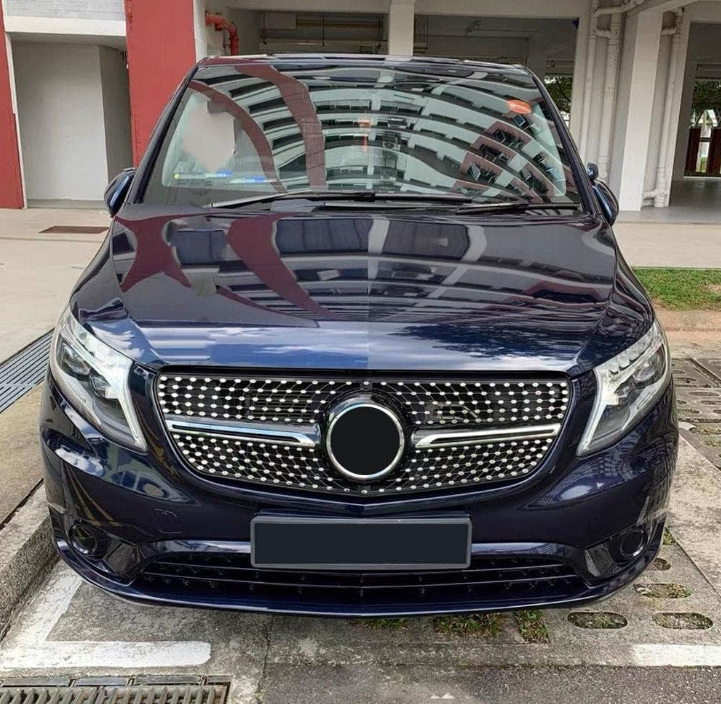 Mercedes Benz Grill Vito Class W447 2020 on Gloss Black Diamond Front Grill
