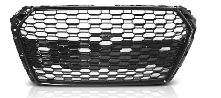 Gloss Black Honeycomb Debadged RS Style Grill For A Audi A4 B9 Model 2016-2019