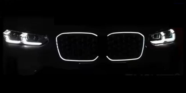Kidney Grills For BMW X3 G01 X4 G02 2022 On Facelift LCI LED Black Twin Slat
