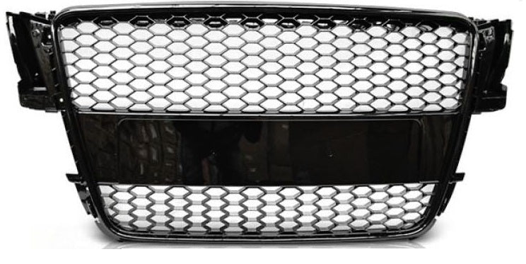 Gloss Black Honeycomb Debadged Grill For A Audi A5 8T RS Style 2007-2011