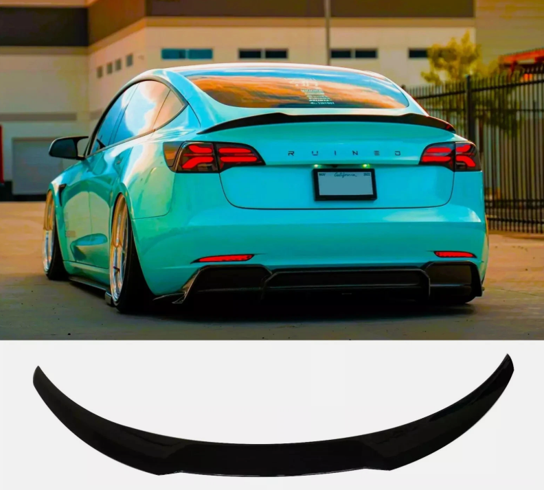 Spoiler For Tesla Model 3 2018-23 Gloss Black Performance Turbo Boot Rear Trunk