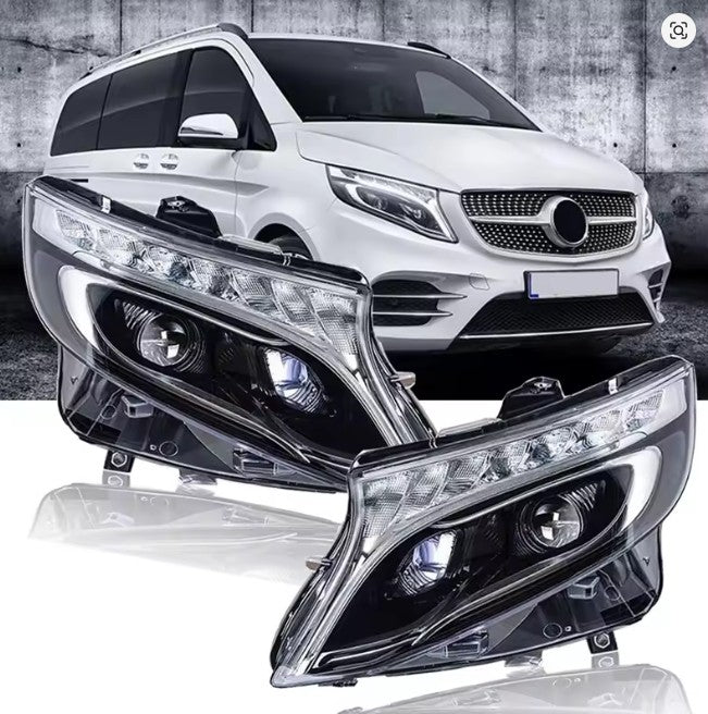 Mercedes Vito W447 2016-2023 DRL Black Full LED Headlights Sequential Indicators