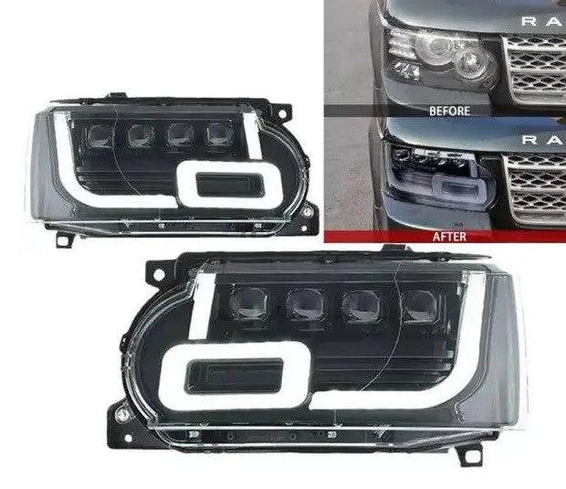 Range Rover Vogue 2010-2013 L405 DRL Black Full LED Headlights Sequential Indicator