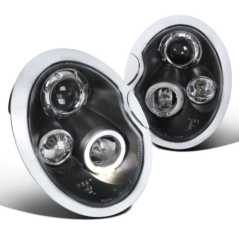 Mini R50 Headlights Headlights For BMW Mini 2001-2006 R50 R52 and R53 Black Projector Ange ...