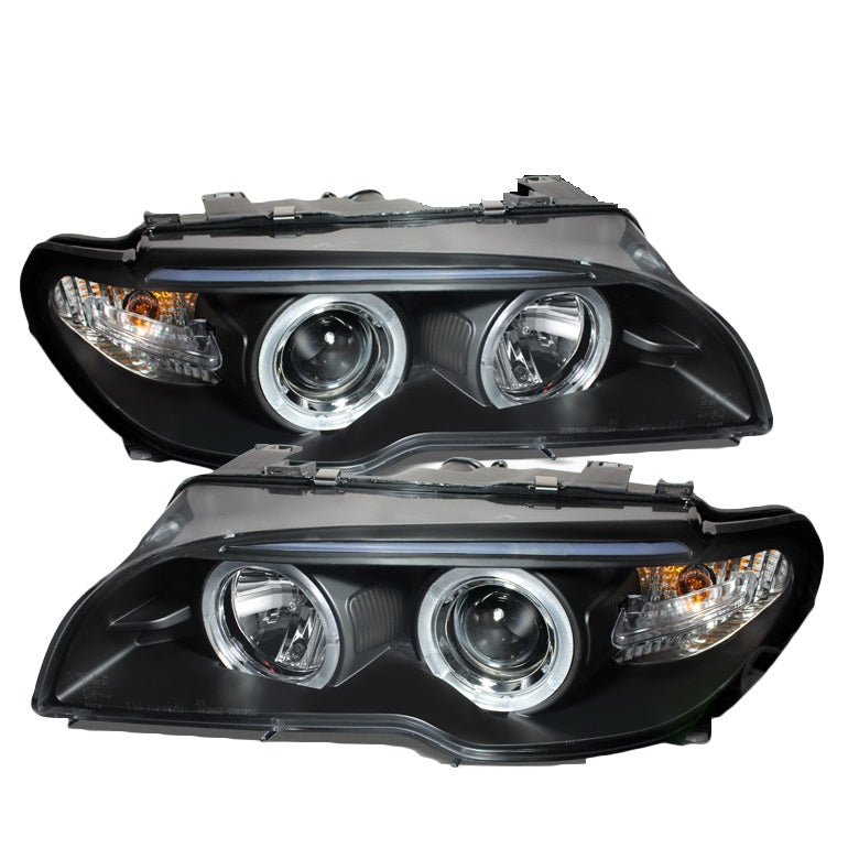 BMW 3 Series E46 2003-2005 2 Door Black Projector Angel Eye Headlights