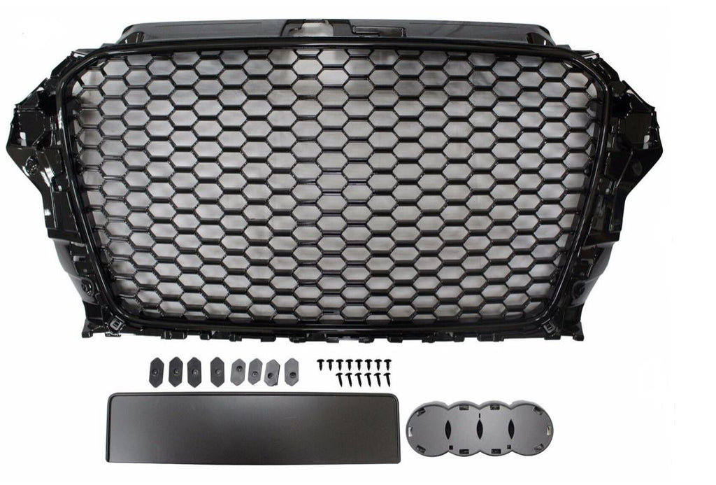 Audi A3 8V RS Style 2012-2016 Gloss Black Honeycomb Debadged Grill - With Sensor