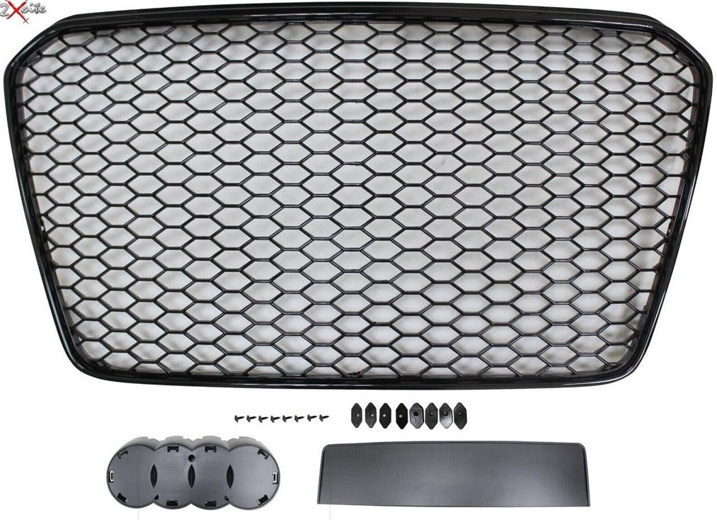 Audi A5 8T RS Style 2012-2015 Gloss Black Honeycomb Debadged Mesh Grill - With Sensor