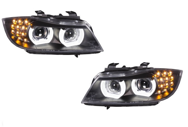 BMW 3 Series E90 and E91 2009-2012 LCI Black LED 3D DRL Daylight Running Lights Headlights