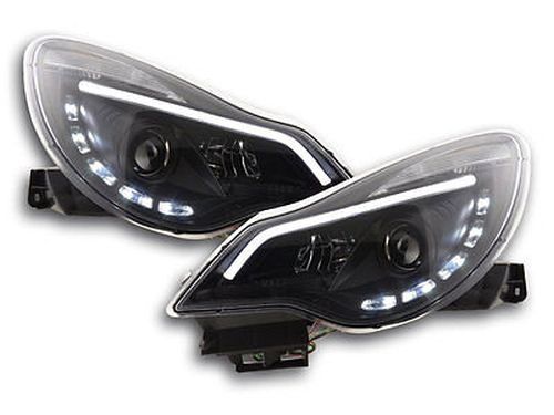 Vauxhall Corsa D 2011-2014 Black LED DRL Light Bar Projector Daytime Running Headlights