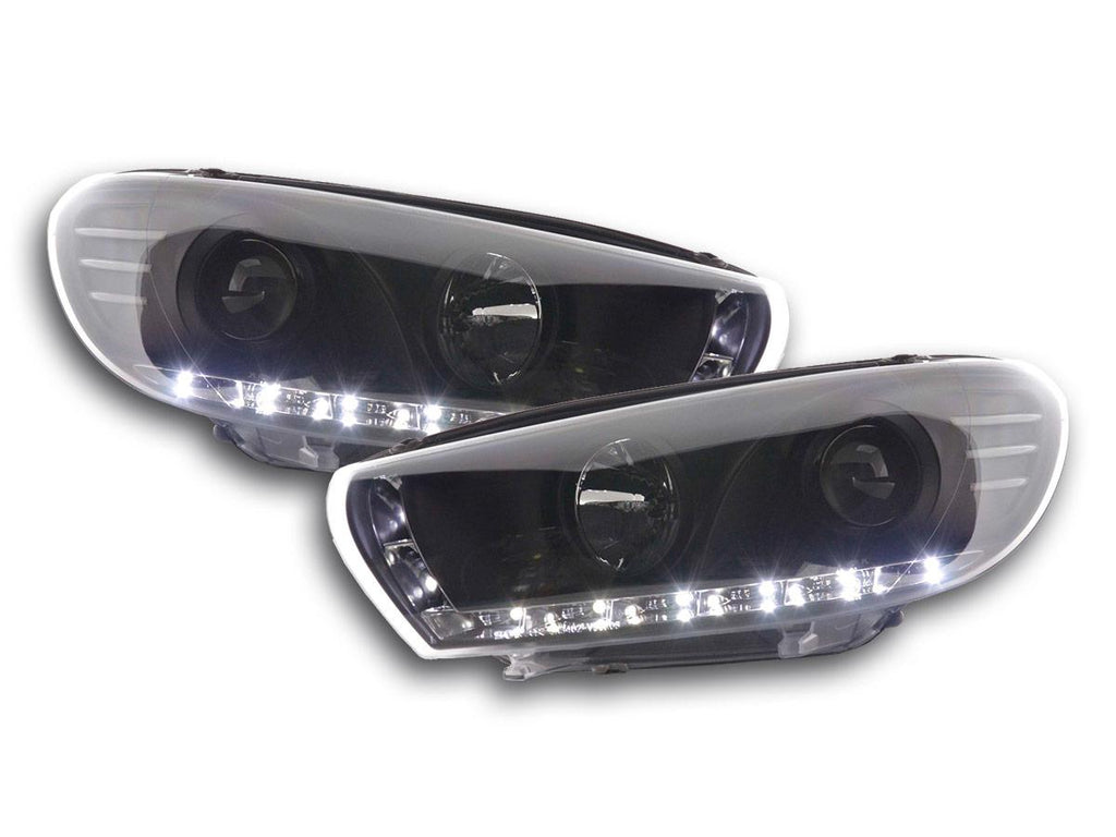 VW Scirocco 2008-2014 Black DRL LED Daytime Running Projector Headlights