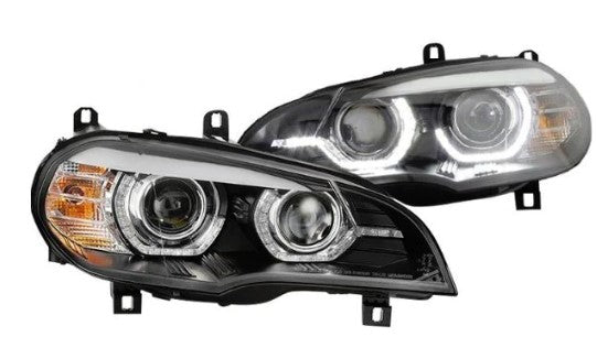 BMW X5 E70 2007-2010 Black Light Bar LED DRL Daylight Running Lights Headlights - LED