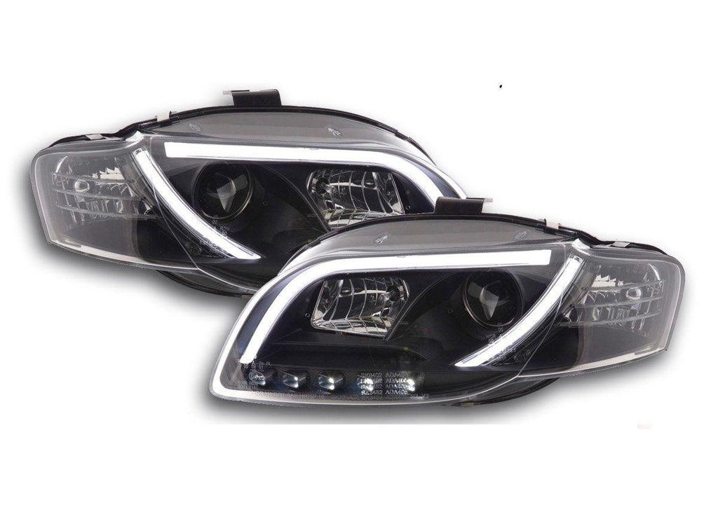 Audi A4 05-08 B7 Black LED Lightbar DRL Devil Eye Projector Headlights