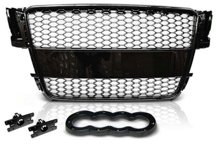 Audi A5 8T RS Style 2007-2011 Gloss Black Honeycomb Debadged Grill